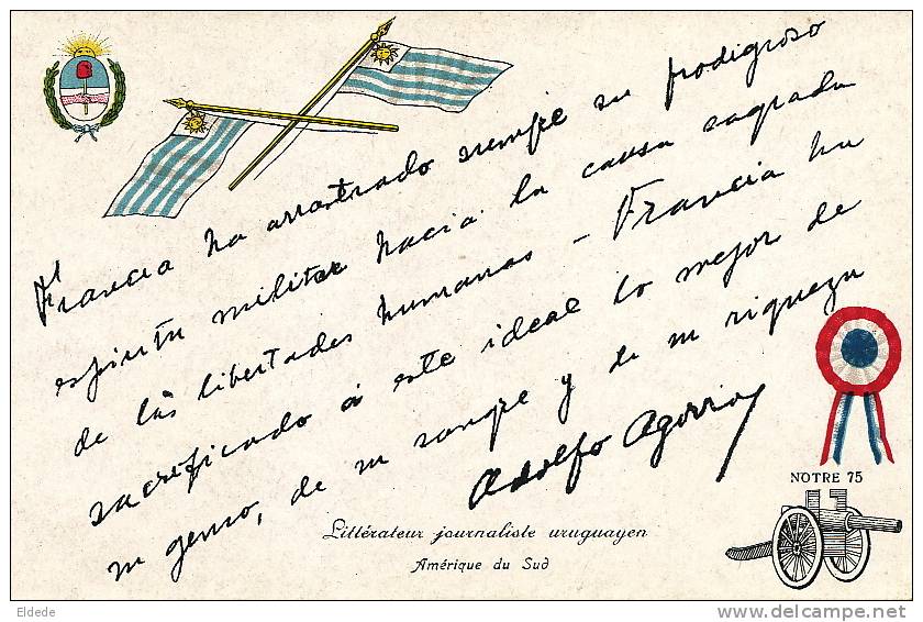 Guerre 1914 Texte Journaliste Uruguay  Adolfo Agorroy Soutien De La France - Uruguay