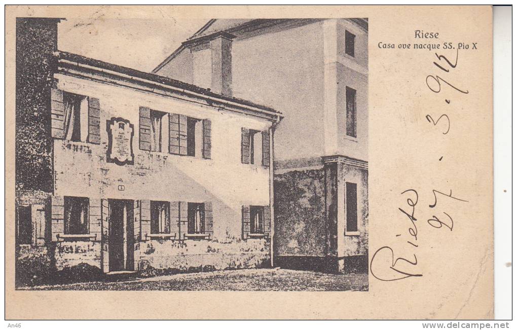 RIESE - TREVISO - CASA OVE NACQUE SS. PIO X VG 1912  BELLA FOTO D´EPOCA ORIGINALE 100% - Treviso