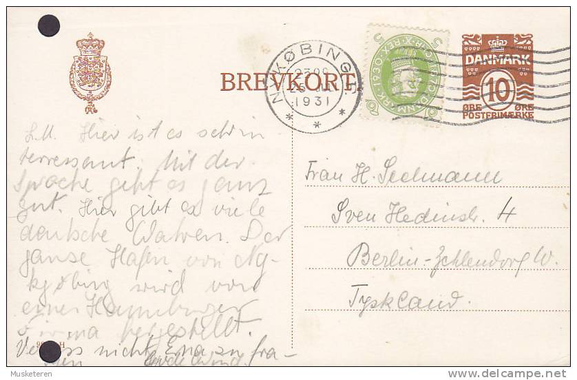 Denmark Uprated Postal Stationery Ganzsache Entier Brevkort NYKØBING F. 1931 BERLIN Germany (2 Scans) - Ganzsachen