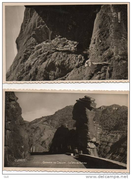 [06] Alpes Maritimes- Lot  De 2 Cartes Cpsm GORGES De DALUIS  (Le Pont De La Mariée;La Tête De Femme)(Guillaumes Cians) - Autres & Non Classés