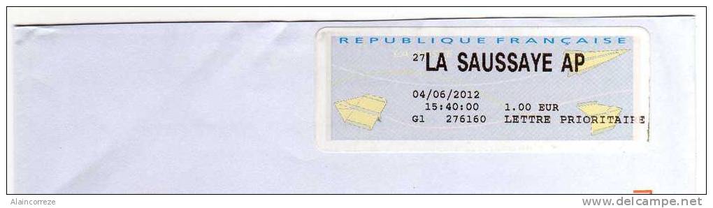 Vignette D'affranchissement GAPA Agence Postale Communale Eure LA SAUSSAYE AP - 2000 « Avions En Papier »