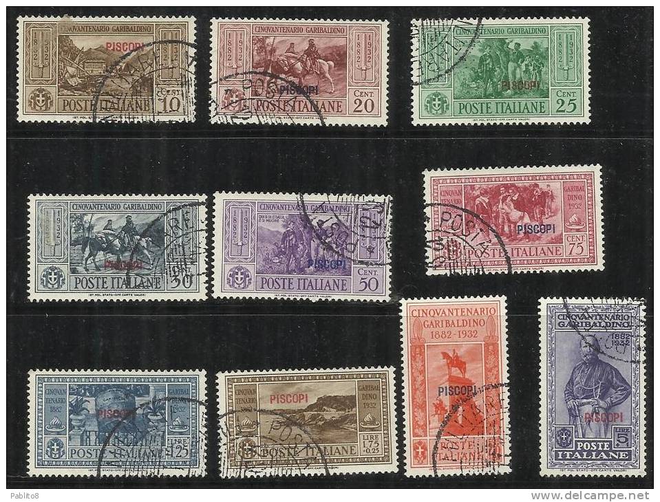 EGEO 1932 PISCOPI GARIBALDI SERIE COMPLETA TIMBRATA - Egée (Piscopi)