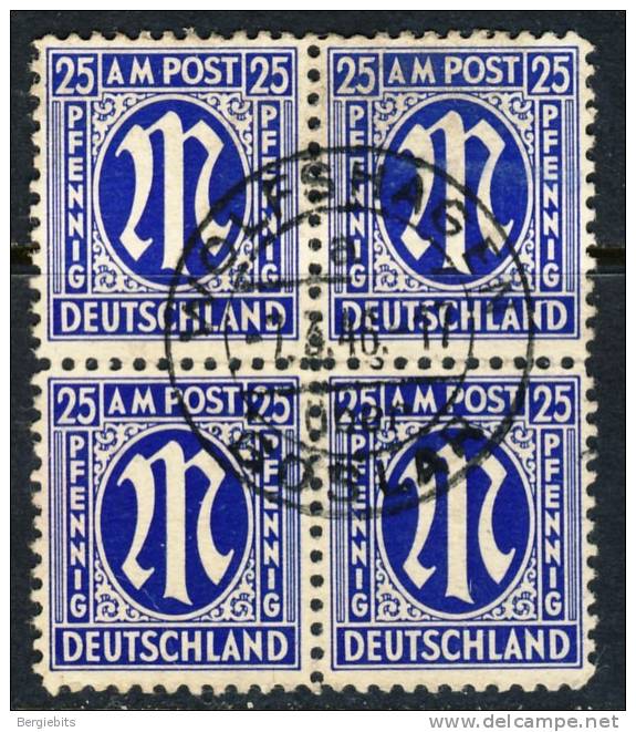 1945 Germany Used Block Of 4 Of The 25 Pfennig M Issue - Other & Unclassified