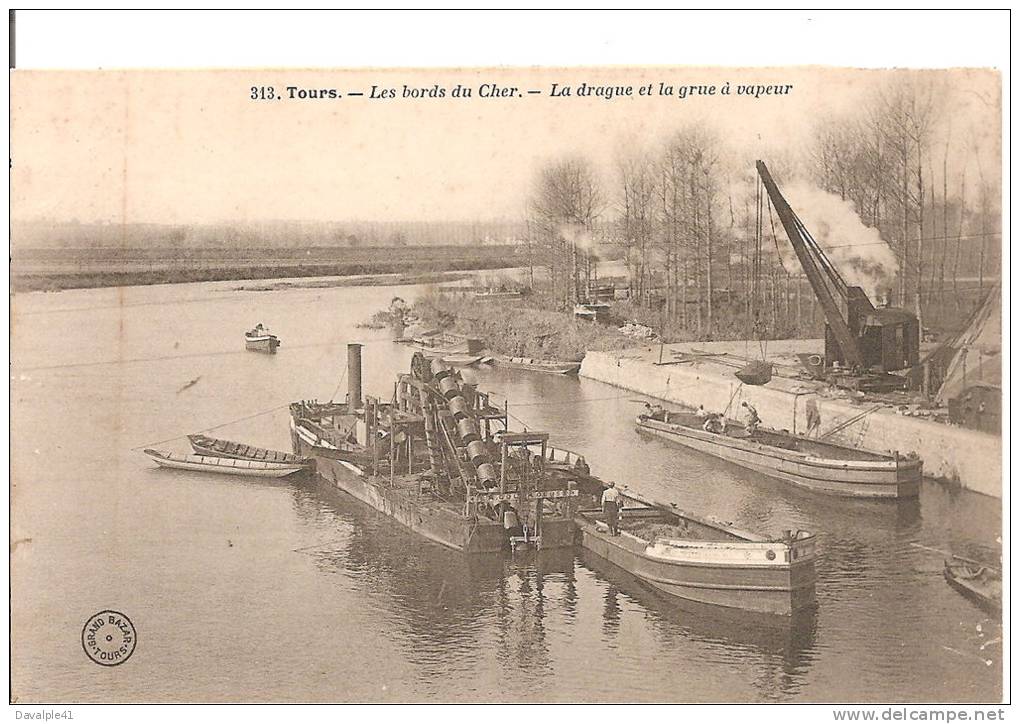 37 TOURS LA DRAGUE ET LA GRUE A VAPEUR   ETAT VOIR LES 2 SCANS - Tours