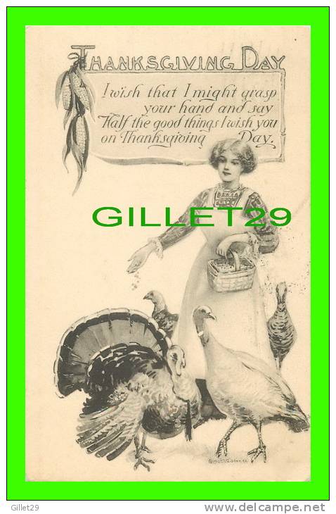 THANKSGIVING DAY - LADIES GIVING CORNS TO TURKEYS - TRAVEL IN 1914 - CR CIBSON, 1912 - - Thanksgiving