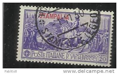 EGEO 1930 STAMPALIA FERRUCCI CENT. 20 CENTESIMI USATO USED OBLITERE' - Aegean (Stampalia)