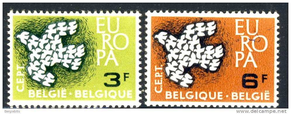 1961 Belgium Complete MNH Set Of 2 Stamps Europa Issue Michel # 1253-1254 - Unused Stamps