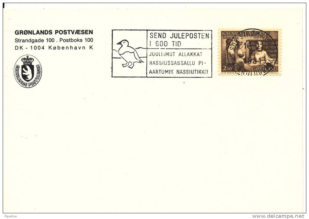 Greenland Card With Special Christmas Cancel Sdr.Strömfjord 16-11-1981 Post Early For Christmas - Other & Unclassified