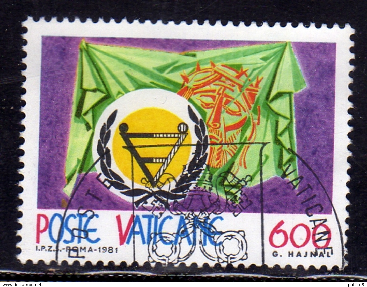 CITTÀ DEL VATICANO VATICAN VATIKAN 1981 ANNO PERSONE HANDICAPPATE HANDICAPPED YEAR LIRE 600 USATO USED OBLITERE' - Used Stamps