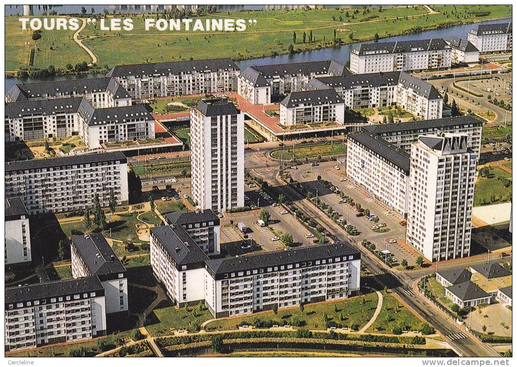 CPSM TOURS 37 QUARTIER LES FONTAINES ET JARDIN HONORE DE BALZAC - Tours