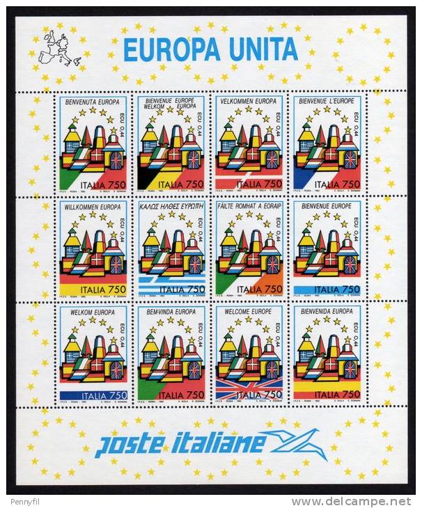 ITALIA - 1993 FOGLIETTO EUROPA UNTA MNH ** - Blocs-feuillets