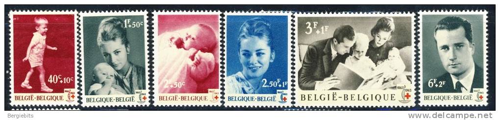 1963 Belgium Complete MNH Set Of 7 Stamps Red Cross Issue Michel 1322- 1328 - Unused Stamps