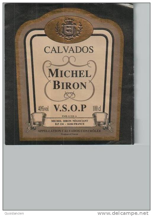 Etiquette  -  CALVADOS  -  Michel  BIRON  -  V.S.O.P. - Autres & Non Classés