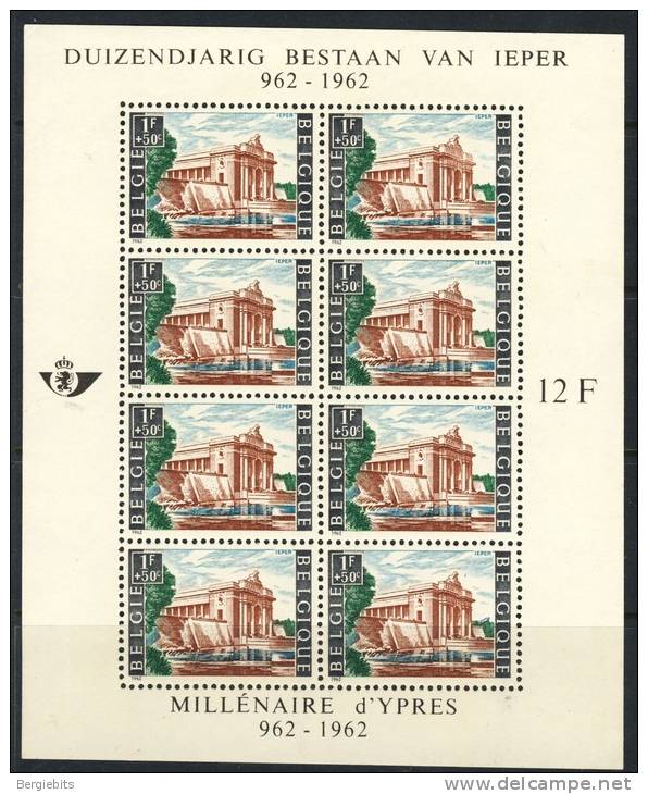 1962 Belgium Complete MNH Set Of 8 Stamps In Sheet Michel Block 27 - Unused Stamps