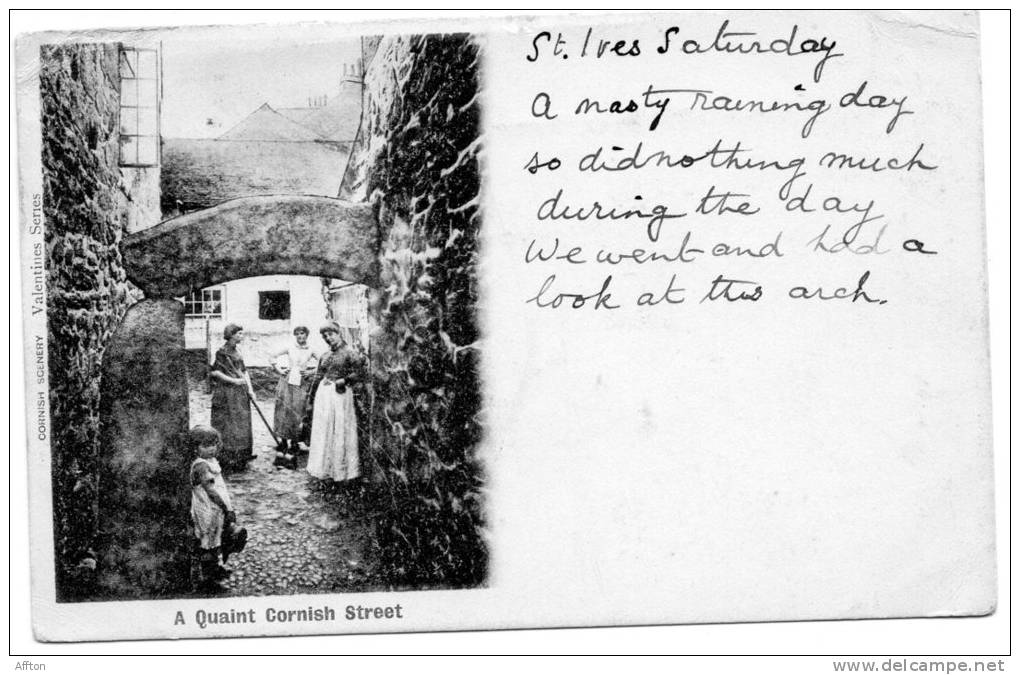 A Quaint Cornish Street 1900 Postcard - St.Ives