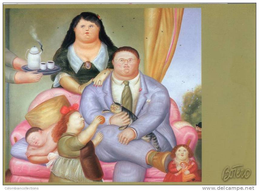 Lote PEP39, Colombia, Postal, Fernando Botero, Art, Familia Colombiana, Postcard - Colombia