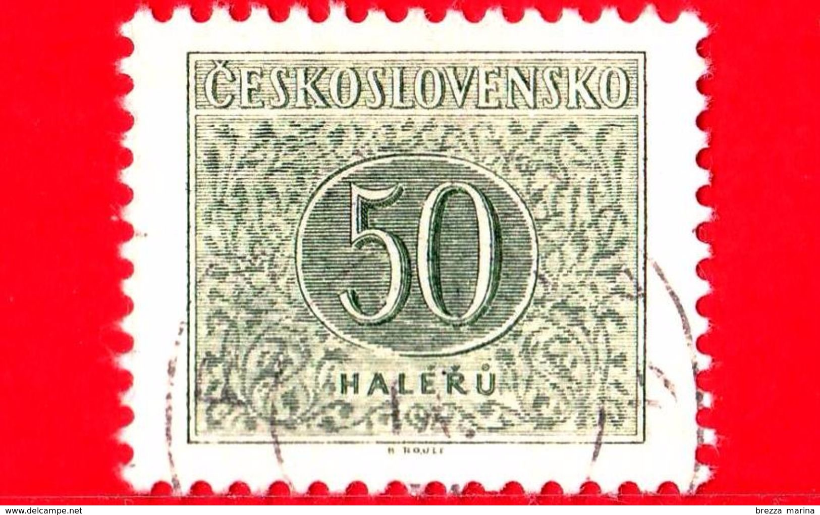 CECOSLOVACCHIA - Usato - 1955 - Numero -  Tassa - New Number Drawing - 50 - Strafport