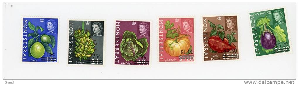 Montserrat 1968-Fruits,Elisabth II-YT 193/8***série Surchargée-MNH-Valeur 18 Euro - Fruits