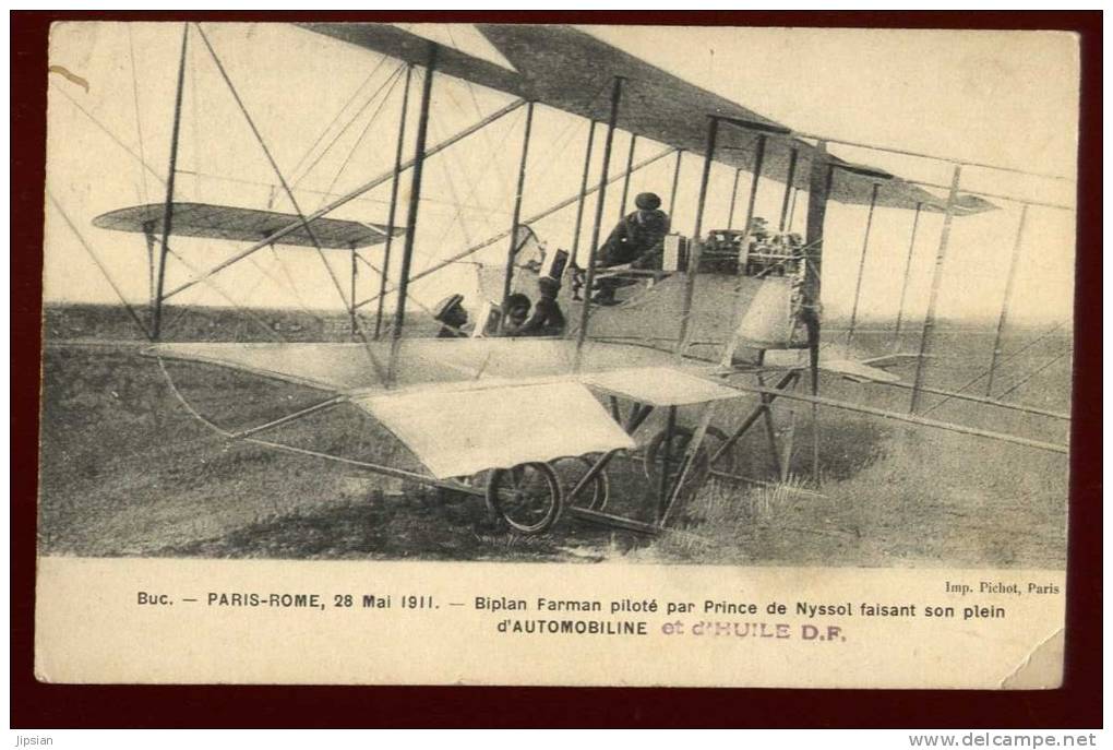 Cpa Du 78  Buc Paris Rome 28 Mai 1911 Biplan Farman Piloté Prince De Nyssol Faisant Son Plein D' Automobiline   DIV19 - Buc