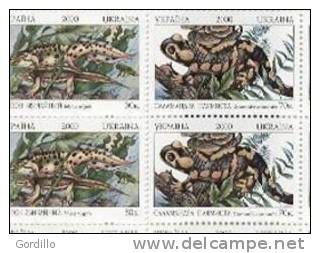 Bloc De 4 Salamandre Triton. MNH. - Kikkers