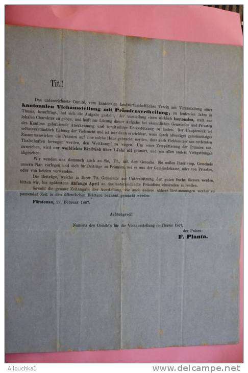 élections  Lettre TIT.! Furstenau 27 Février 1867 Manuskript Rechnung Manuscrit   Dokumente électoral Suisse Schweiz - Switzerland