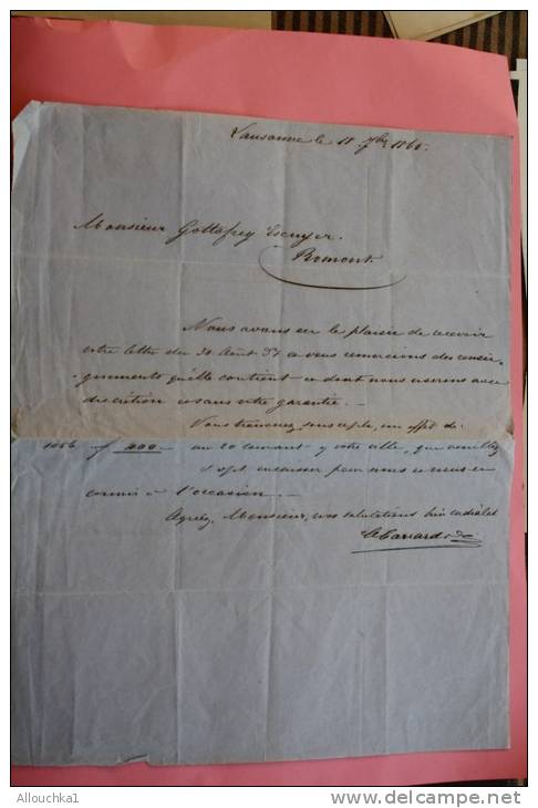 Lettre Lausanne 1861 Manuskript Rechnung Manuscrit Dokumente Commerciale Suisse Schweiz - Switzerland