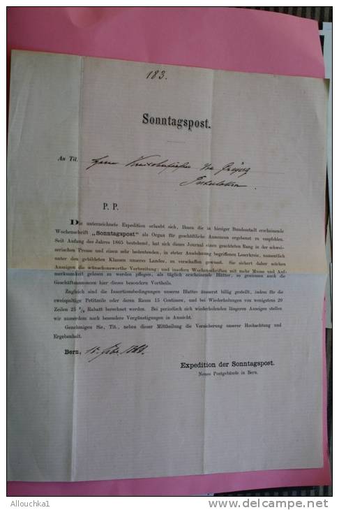 Sonntagspost Lettre P.P. Berne  Bern 1865 Manuskript Rechnung Manuscrit Dokumente Commerciale Suisse Schweiz - Suisse