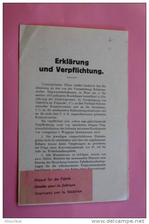 Erklarung Und Verpflichtung (double Pour La Fabrique) 1916 Rechnung Dokumente Commerciale Suisse Schweiz - Suisse