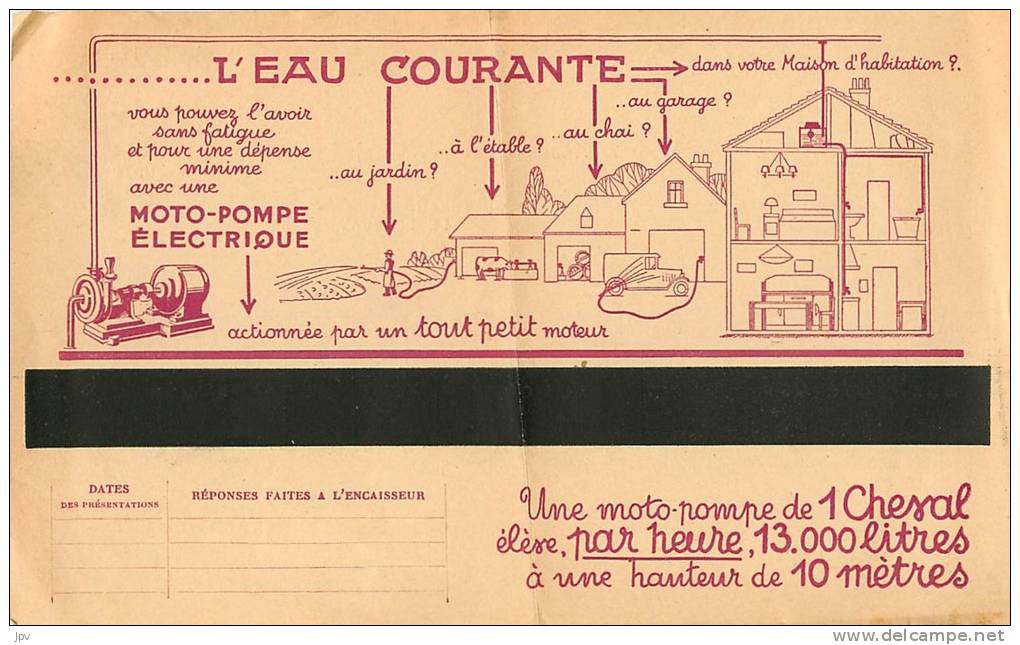 FACTURE LETTRE : BORDEAUX BEGLES BOUSCAT ABONNEMENT A L'ECLAIRAGE . 1938. SUPERBE PUBLICITE POUR L'EAU COURANTE . - Elektriciteit En Gas