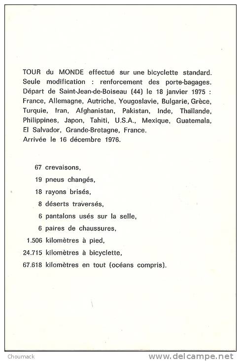 44 SAINT JEAN DE BOISEAU 1975-1976 Tour Du Monde En  Vélo De JOËL LODE Autographe - Other & Unclassified