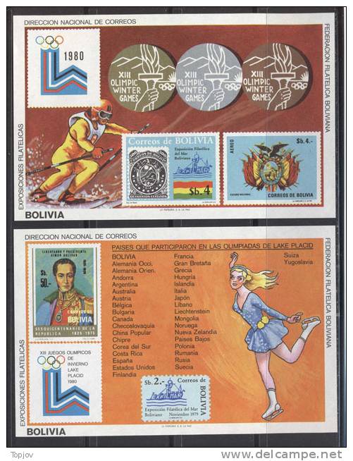 BOLIVIA - OLYMPIC LAKE PLACID - MASCOT - MEDALS - NAME COUNTRIES  - **MNH  - 1980 - Invierno 1980: Lake Placid