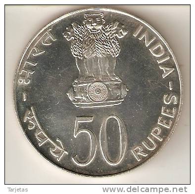 MONEDA DE PLATA DE LA INDIA DE 50 RUPEES DEL AÑO 1974  (COIN) SILVER,ARGENT. - Indien