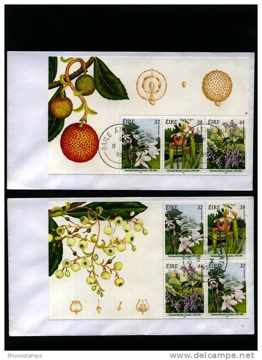 IRELAND/EIRE - 1995  NATIONAL BOTANIC GARDENS TWO PANES FROM BOOKLET ON COVER - Hojas Y Bloques