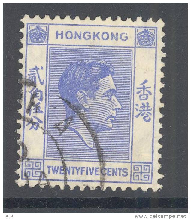 HONG KONG, 1938 25c Blue Very Fine Used - Gebruikt