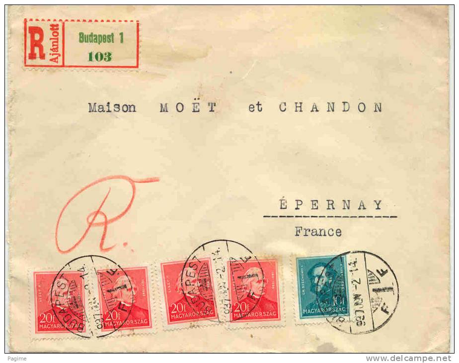 Lettre Recommandée De Budapest Pour La France - Postmark Collection