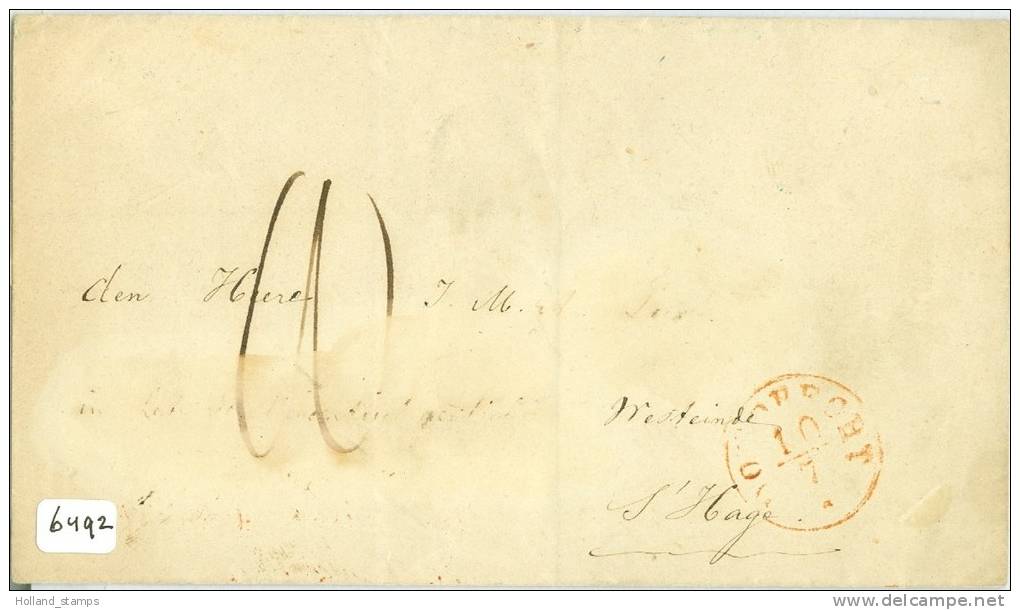 VOORLOPER * BRIEFOMSLAG * Uit 1852 Uit DORDRECHT Naar ´s-GRAVENHAGE * PORTO 10 CT (6492) - Lettres & Documents