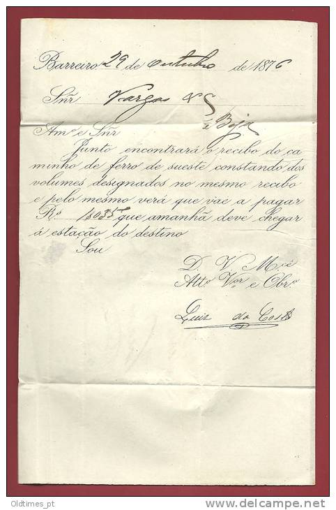 PORTUGAL - BARREIRO-BEJA - 1876 LETTER - Cartas & Documentos