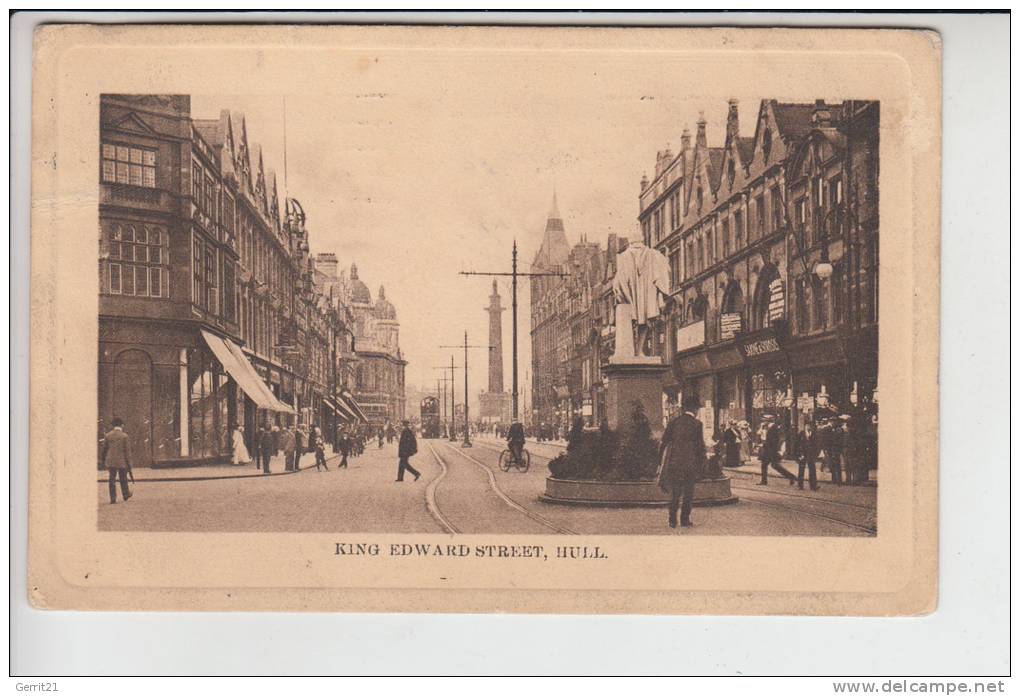 UK - ENGLAND - EAST YORK SHIRE - HULL, King Edward Street, 1911, Stamp Missing - Hull