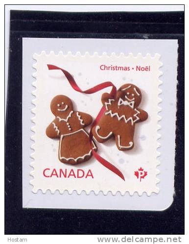 CANADA, MNH, 2012, 2583  CHRISTMAS GINGERBREAD COOKIES, SINGLE "P" FROM Booklet - Timbres Seuls