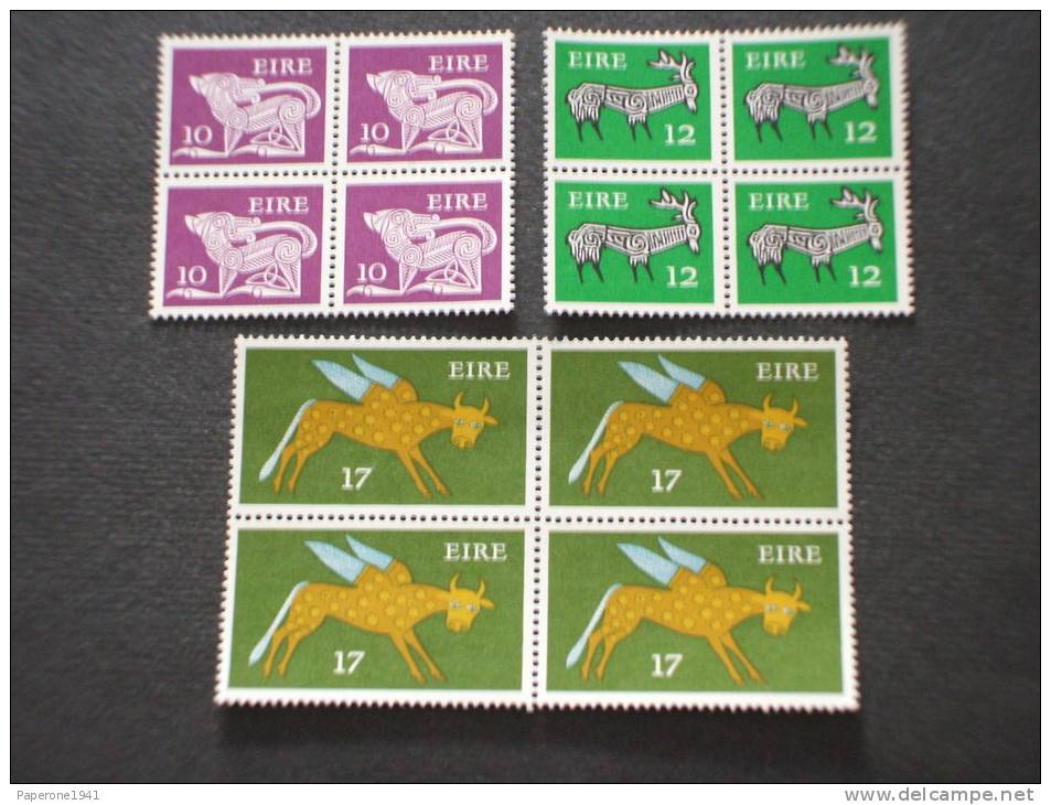 IRLANDA - 1977 PITTORICA 3 Valori, In Quartine(blocks Of Four) - NUOVI(++)-TEMATICHE - Unused Stamps