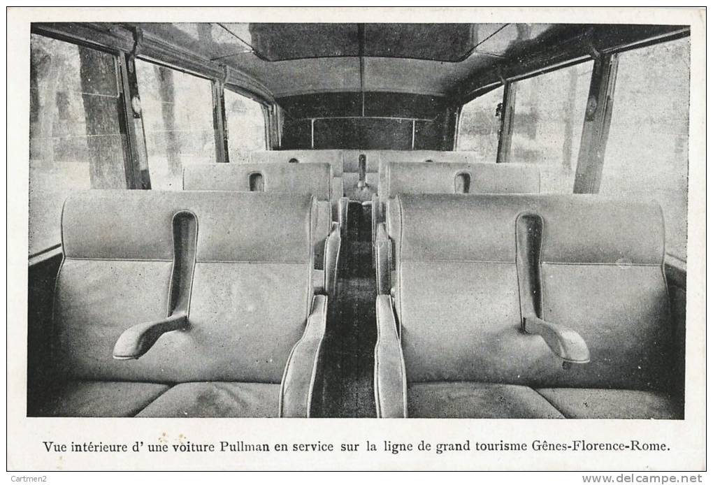 VUE INTERIEUR D'UNE VOITURE PULLMAN EN SERVICE SUR LA LIGNE DE GRAND TOURISME GENES-FLORENCE-ROME LAZZI GOVIGLI PISTOIA - Transporter & LKW