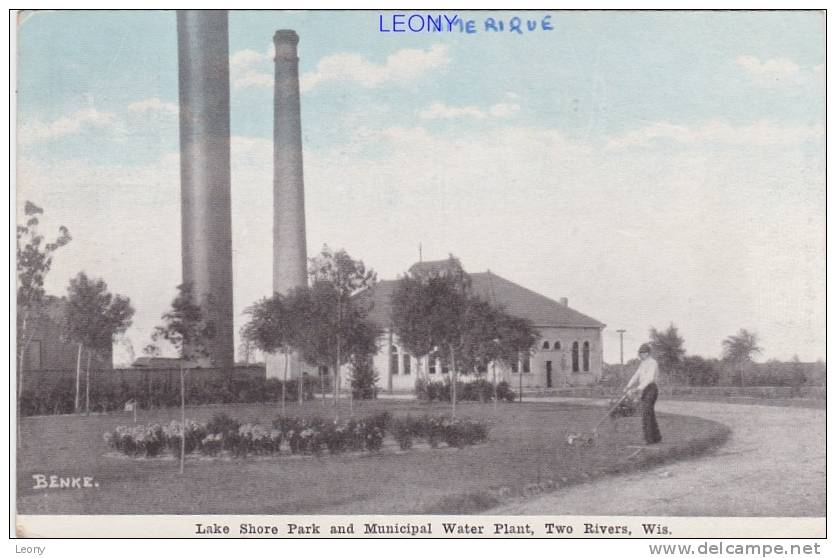 CPSM 9X14   De  LAKE SHORE PARK And MUNICIPAL WATER PLANT - TWO RIVERS. WIS - Andere & Zonder Classificatie