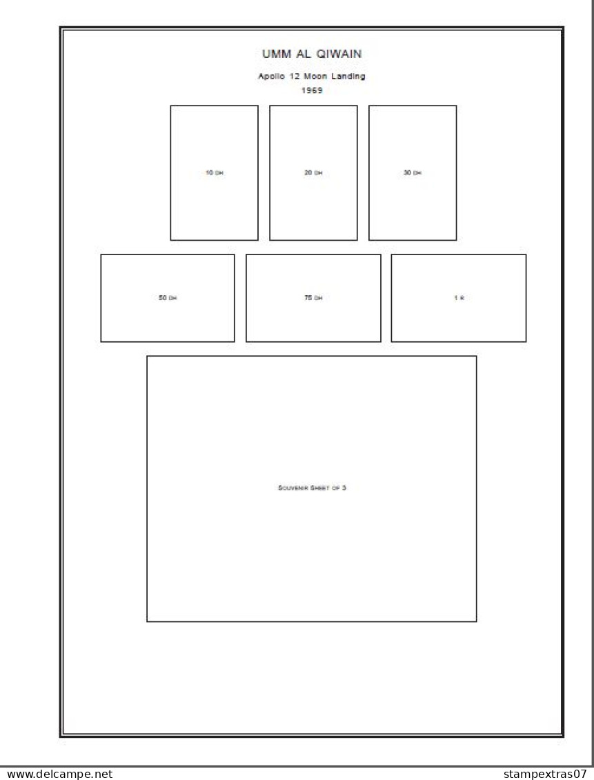UMM AL QIWAIN STAMP ALBUM PAGES 1964-1972 (134 pages)