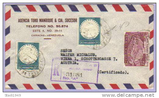 Airmail Registered Letter Caracas To Vienna Wien 1958 (331) - Venezuela