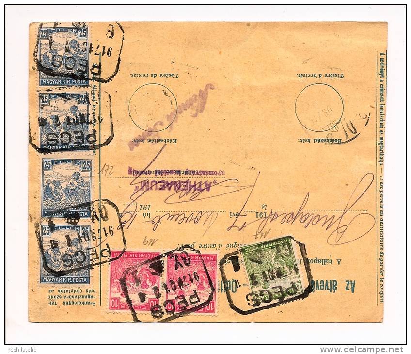 YVERT DIVERS DONT 167 169X2 172X10 OBL PEOS SUR BULLETIN D'EXPÉDITION 1917 - Postmark Collection