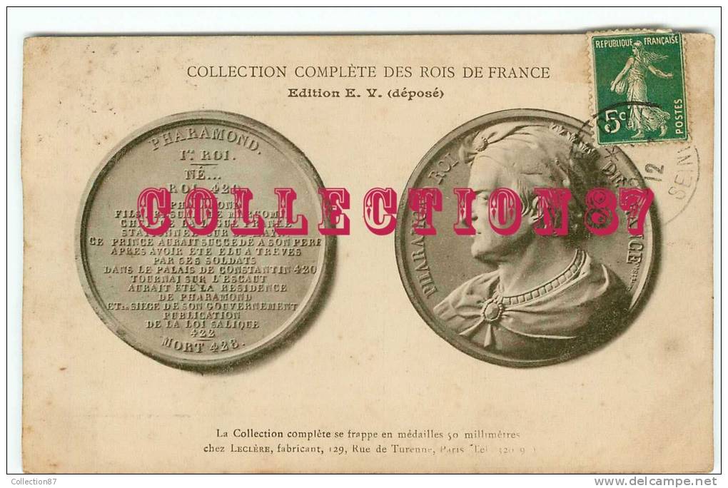 ACHAT IMMEDIAT - COLLECTION ROIS DE FRANCE - PORTRAIT Du ROI PHARAMOND En Médaille - MONNAIE -   DOS VISIBLE - Münzen (Abb.)
