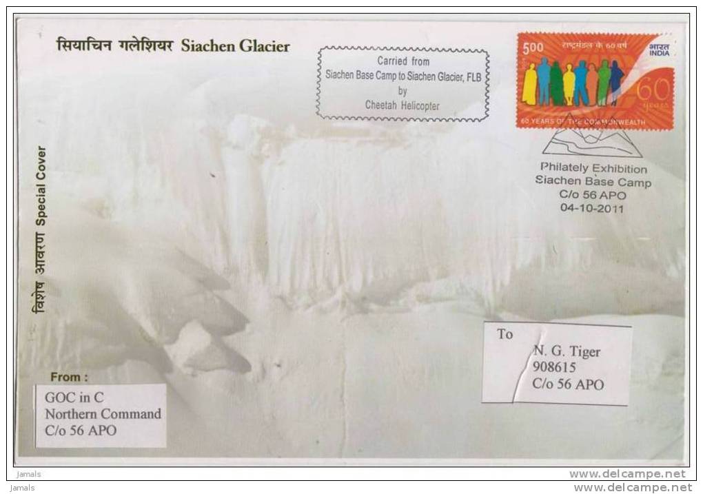 India Specical Cover, Carried From Siachen Base Camp To Siachen Glacier,FLB, By India Post, Himalaya, Everest - Other & Unclassified