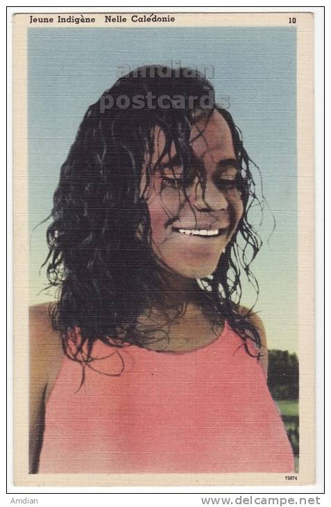 NEW CALEDONIA~YOUNG NATIVE WOMAN~NOUVELLE CALEDONIE~c1940s Vintage Postcard~ETHNIC [c4820] - Nouvelle Calédonie