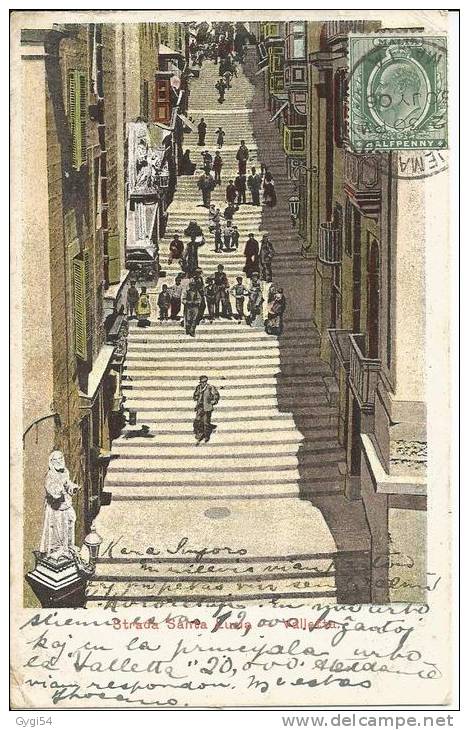 Strda Santa Lucia  Vallletta Malta   Post Card  1906 - Malta