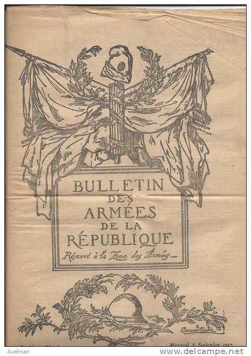 JOURNAL:Bulletin Des Armées De La République Du 5 Septembre 1917,16pages - Französisch